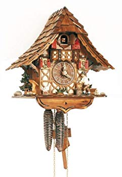 1-Day Black Forest House Cuckoo Clock w Hand Laid Shingles
