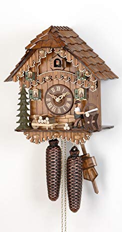 Kammerer Uhren Hekas Cuckoo Clock Black Forest house with moving wood chopper