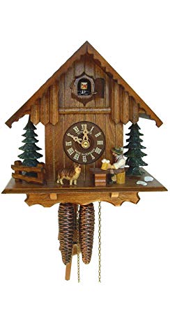 1-Day 8.6 in. Wooden Cuckoo Clock in Antique Finish