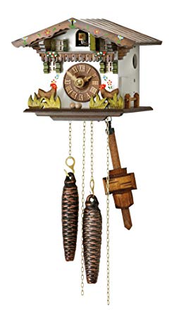 Hubert Herr Cuckoo Clock Little Black Forest House with Moving Chickens