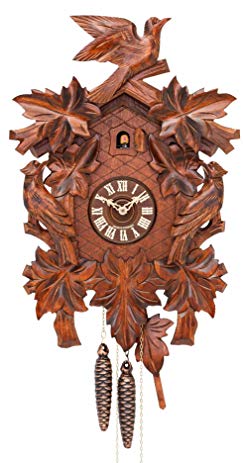 German Cuckoo Clock 1-day-movement Carved-Style 18.00 inch - Authentic black forest cuckoo clock by Hekas