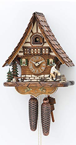 Kammerer Uhren Hekas Cuckoo Clock Black Forest house with moving wood chopper