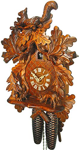 German Cuckoo Clock 8-day-movement Carved-Style 15.00 inch - Authentic black forest cuckoo clock by August Schwer