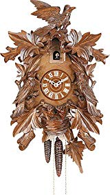 German Cuckoo Clock 8-day-movement Carved-Style 17.00 inch - Authentic black forest cuckoo clock by Hekas