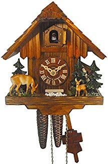 German Cuckoo Clock 1-day-movement Chalet-Style 8.00 inch - Authentic black forest cuckoo clock by August Schwer