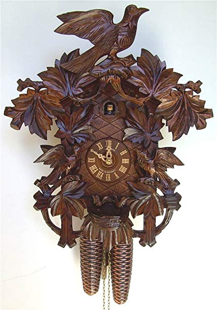 8-Day Wooden Cuckoo Clock in Mahogany Finish