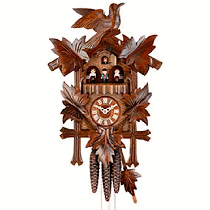 German Cuckoo Clock 1-day-movement Carved-Style 16.00 inch - Authentic black forest cuckoo clock by Hekas