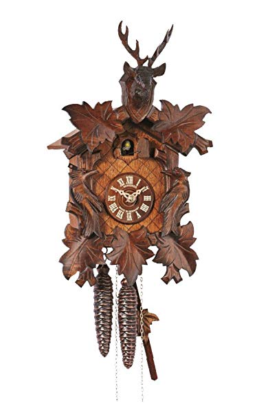 German Cuckoo Clock 1-day-movement Carved-Style 14.00 inch - Authentic black forest cuckoo clock by Anton Schneider