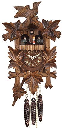 Cuckoo Clock - Quartz with 5 Leaves and Bird - Engstler