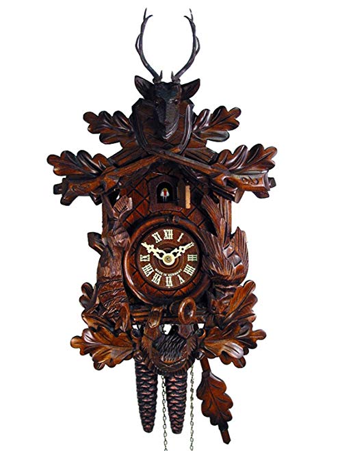 Original Mechanical Cuckoo-Clock 1-Day (Certified) Deer-Head, Hunter/Hunting Pendulum Bird Clocks