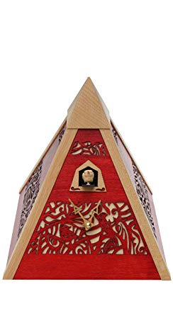 Rombach & Haas Modern cuckoo clock pyramid Red, quartz