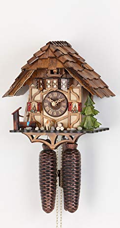 German Cuckoo Clock 8-day-movement Chalet-Style 10 inch - Authentic black forest cuckoo clock by Hekas