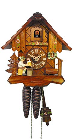 August Schwer Cuckoo Clock Black Forest House, Beer Drinker