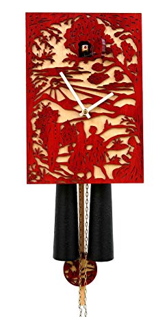 Rombach & Haas Modern cuckoo clock Silhouette red, 1 day running time