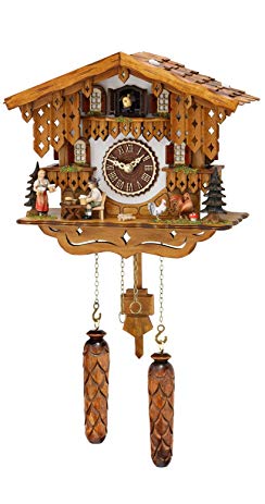 German Cuckoo Clock Quartz-movement Chalet-Style 10.00 inch - Authentic black forest cuckoo clock by Trenkle Uhren