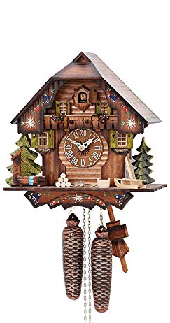 German Cuckoo Clock 8-day-movement Chalet-Style 13 inch - Authentic black forest cuckoo clock by Hekas
