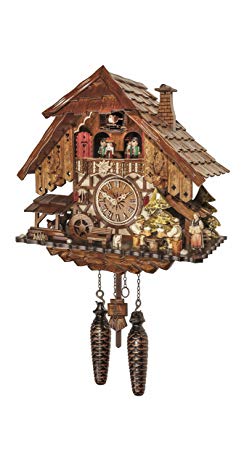 Engstler Quartz Cuckoo Clock Black forest house with music and dancers EN 48717 QMT