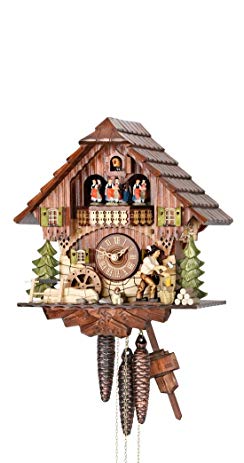 German Cuckoo Clock 1-day-movement Chalet-Style 12.00 inch - Authentic black forest cuckoo clock by Hekas