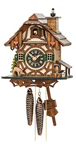 Engstler Cuckoo Clock Black Forest house with moving chimney sweep