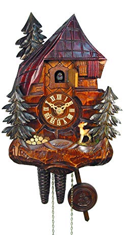 August Schwer Cuckoo Clock Black Forest House, Deer, Bench
